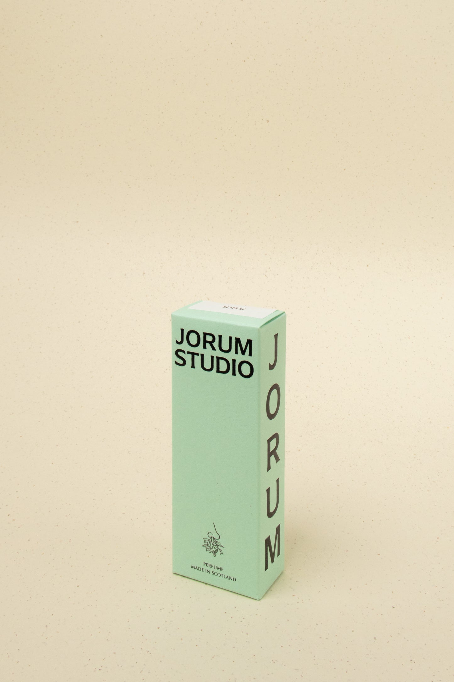 Jorum Studio niche perfume box in pastel green, made in Scotland, minimalist design